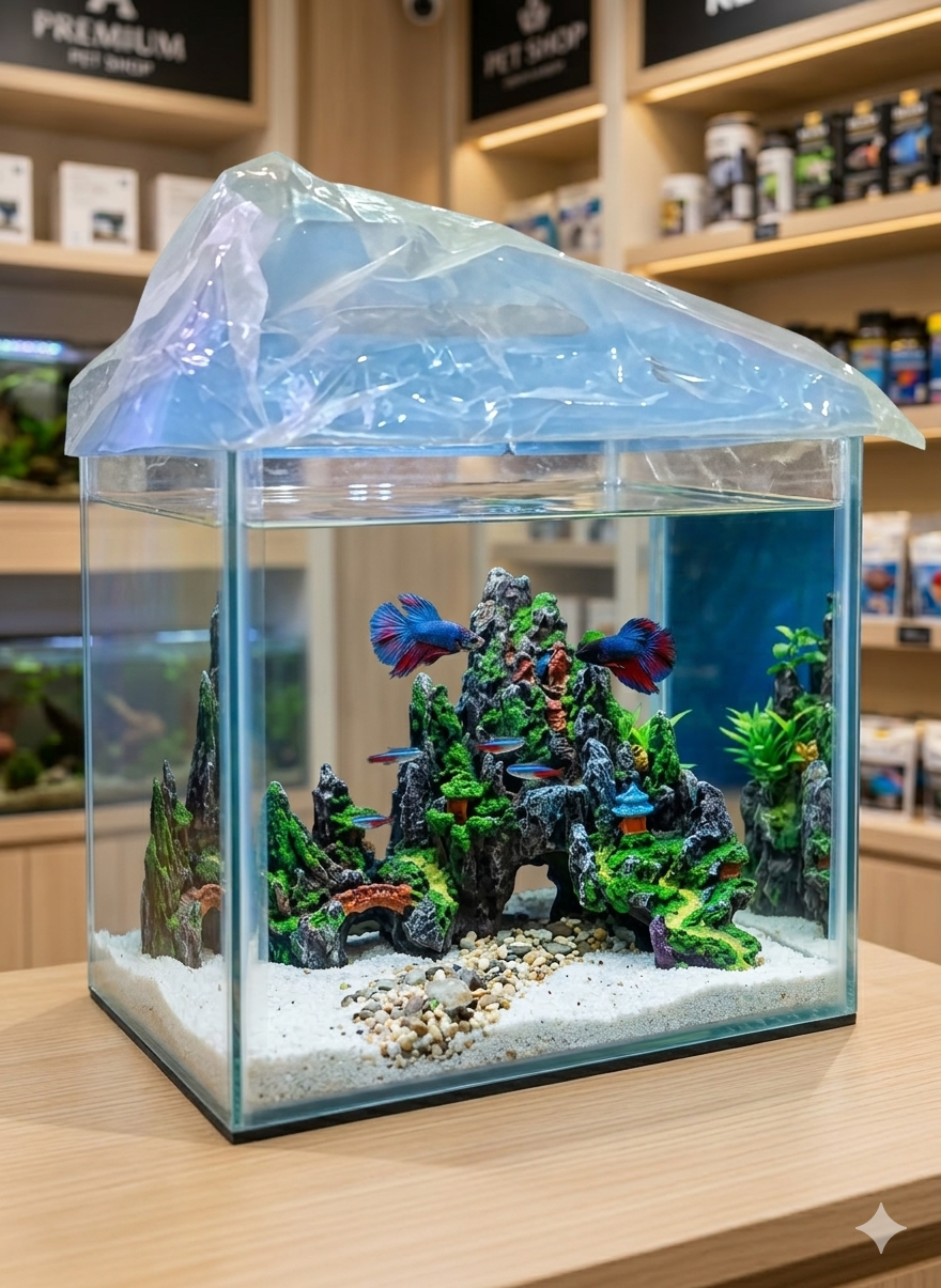 Premium 6-Gallon Mountain View Aquarium tank full setup with fish free home delivery